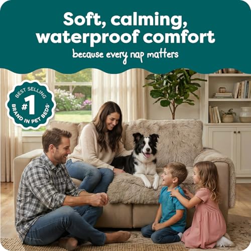Furhaven Corner Cushion Seat Cover for Dogs Cats Washable For Couches Sectional Sofas L Shaped Couches Snuggle Spot Shaggy Long Faux Fur Corner Throw Taupe One Size - Image 3