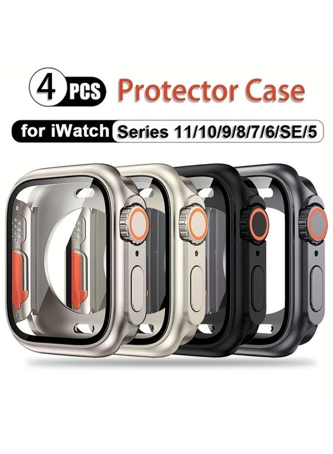Set 1 4 Pack Apple Watch Series 9 8 7 45MM Ultra Thin Case Screen Protector - Image 2