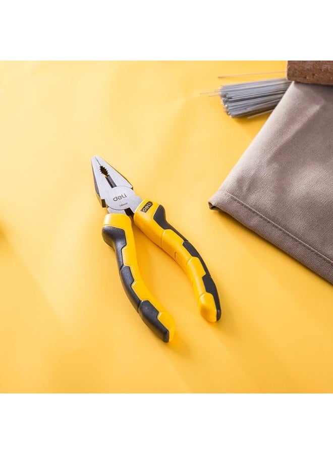 Deli 6-Inch Combination Pliers DE-EDL2006 - High Leverage Black/Yellow Hand Tool for Cutting, Gripping & Bending - Professional Grade DIY & Electrical Work - Image 2
