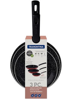TRAMONTINA 3 Pieces Red Aluminum Frying Pan Set With Interior Starflon Max Pfoa Free Nonstick Coating And Exterior Silicon Coating 20Cm Plus 24Cm Plus 28Cm  - Image 1