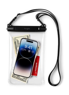 Ringke Waterproof Phone Pouch Frameless [One Touch Lock] Waterproof Phone Case Compatible with iPhone Dry Bag Designed for Samsung Galaxy Pixel- Black  - Image 1