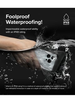 Ringke Waterproof Phone Pouch Frameless [One Touch Lock] Waterproof Phone Case Compatible with iPhone Dry Bag Designed for Samsung Galaxy Pixel- Black  - Image 3