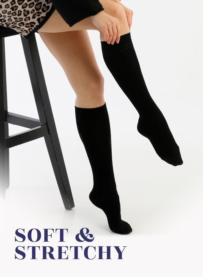 Hugh Ugoli Comfort Seam Lightweight Bamboo Women's Knee High Socks, 4 Pairs, Black, Shoe size: 5-8 - Image 4