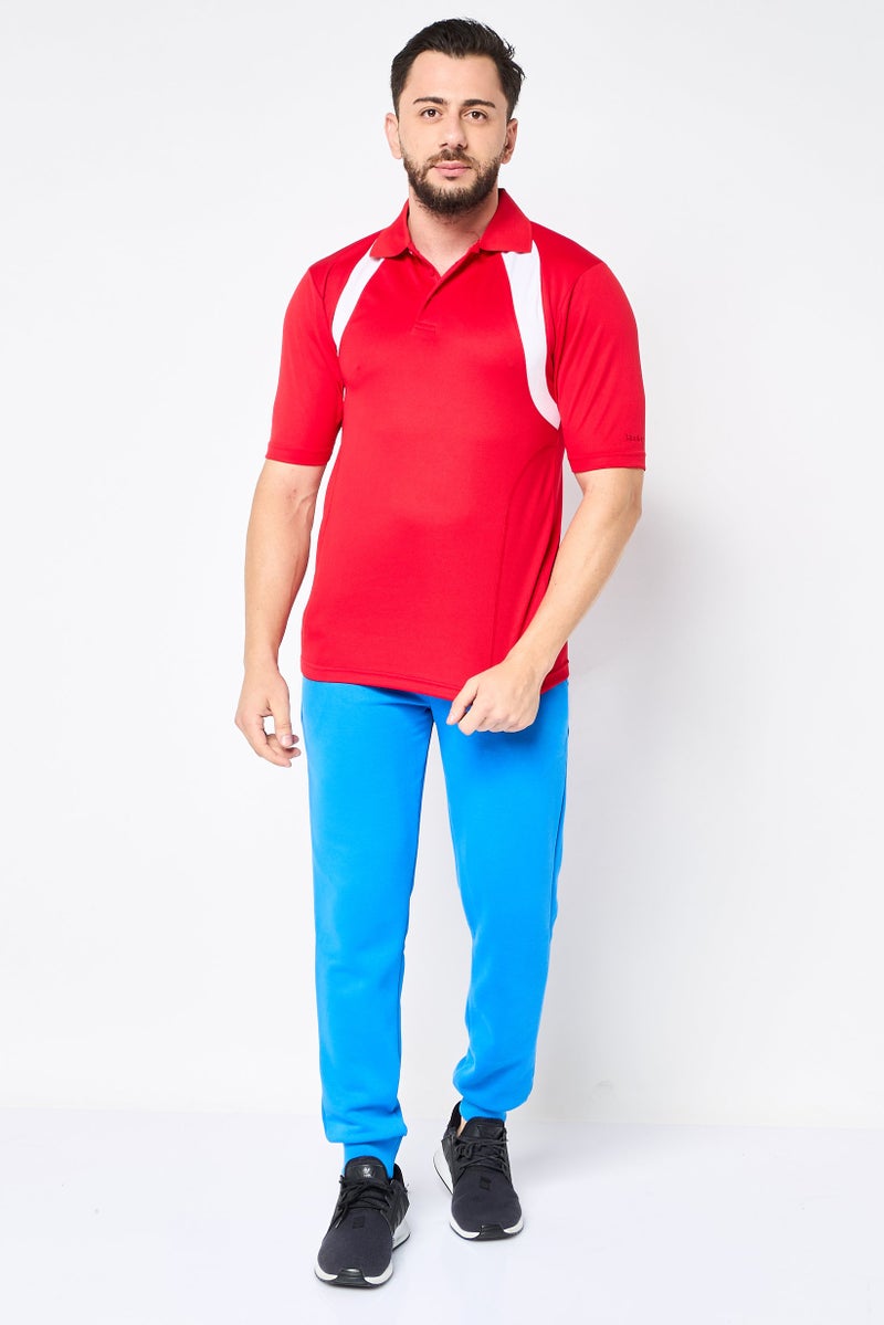 Reebok Men Sportswear Fit Textured Training Polo Shirt, Red - Image 2