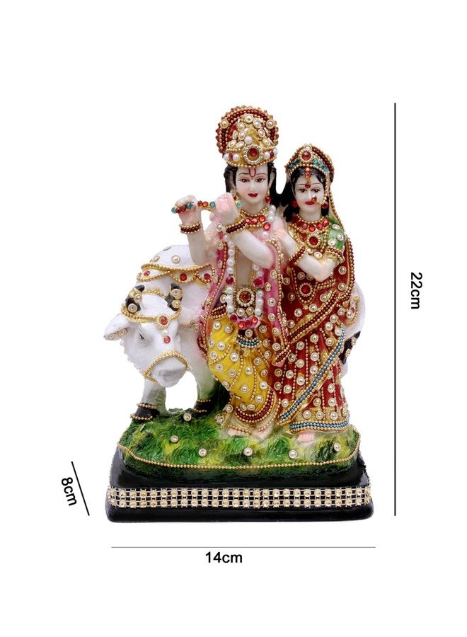 Buji Craft Radha Krishna Idol with Cow Radha Krishna Murti with Cow for Home Temple Pooja Room Shri Radha Krishna Ji Idol for Mandir Radha Krishna Statue for Diwali Gift Janmashtami (10 Inch) 1905 - Image 3