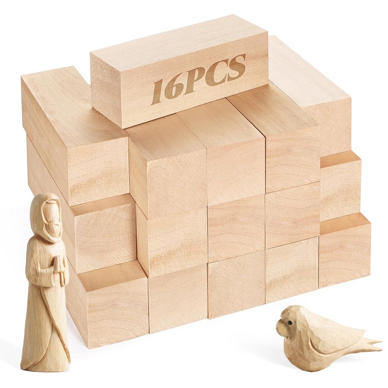 YIPLED 16PCS Basswood Carving Blocks, 6x2x2 inch Soft Whittling Wood Blocks for Easy Carving, Carving Wood Blocks - Smooth Cut, No Cracks, Easy to Paint - Image 1