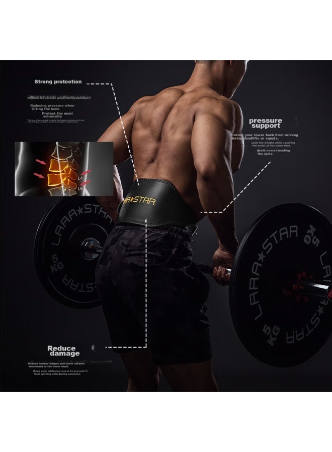 LAURASTAR Laura Star Squat Belt, Cowhide Fitness Waistband For Men, Professional Equipment Training Support, Deadlift Back Support Belt, Black Slim Version, Size L - Image 2