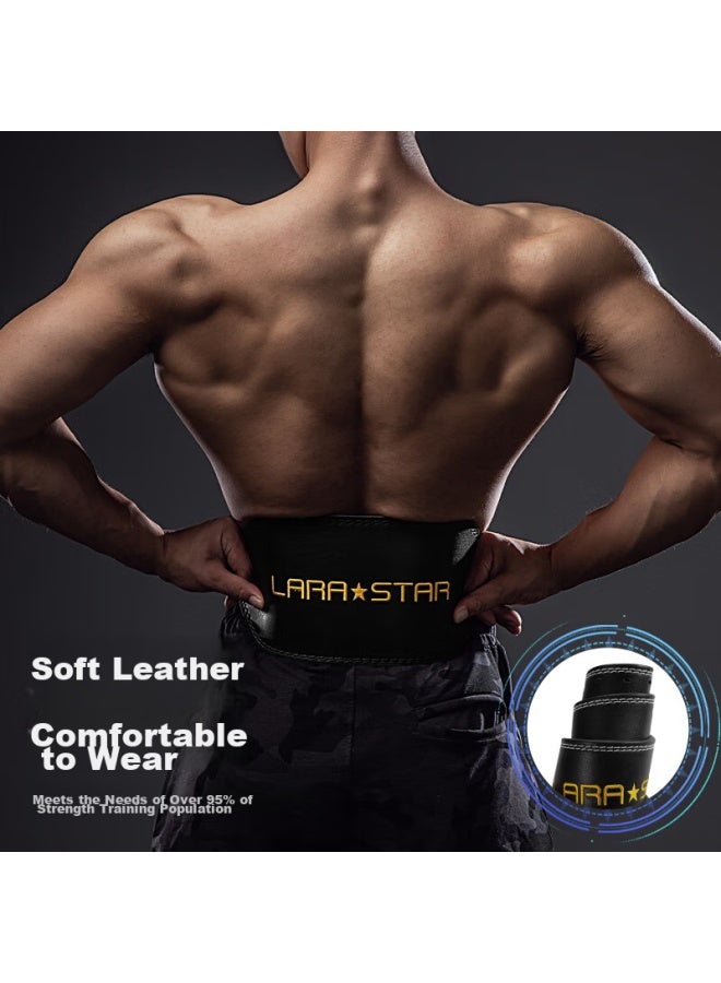 LAURASTAR Laura Star Squat Belt, Cowhide Fitness Waistband For Men, Professional Equipment Training Support, Deadlift Back Support Belt, Black Slim Version, Size L - Image 4