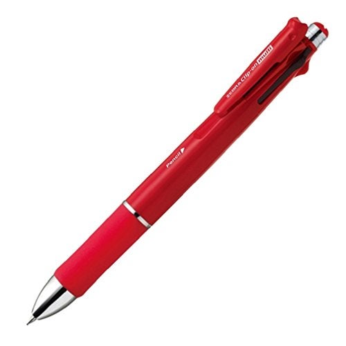 Zebra Technologies ZEBRA Clip-on multi 1000S Multifunctional Pen, 4 Color 0.7 mm Ballpoint and 0.5 mm Mechanical Pencil, Red Barrel (B4SA3-R) - Image 1