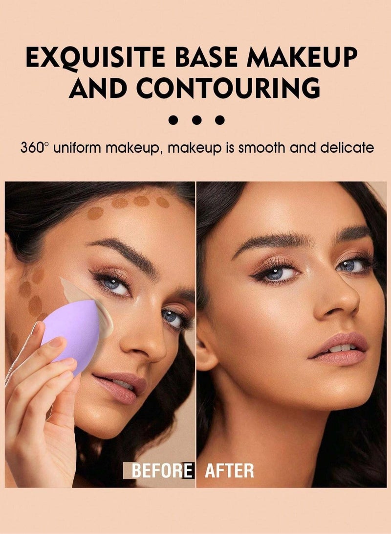 Complete Makeup Brush and Tool Set - Purple-Themed for Flawless Application - Image 4