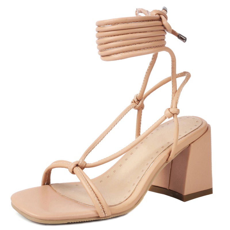 Summer 2024 Supply Fashion High Heeled Super Plus Size 33-54 Square Head Cross Strap Thin Strap Sandals - Image 1