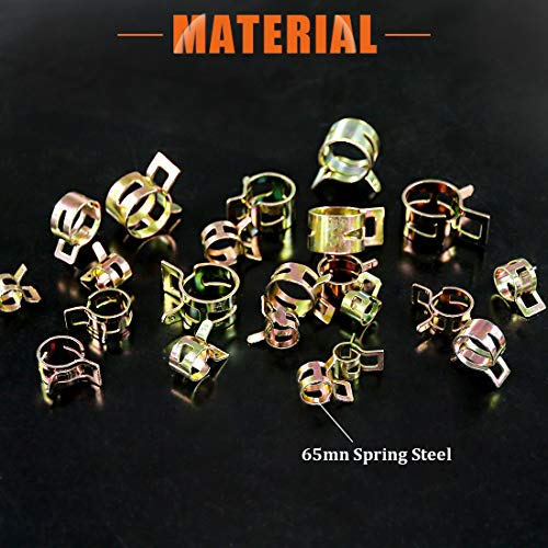 Rustark 55Pcs Spring Band Type Action Fuel Line Silicone Vacuum Hose Pipe Clamp Low Pressure Air Clip Clamps Fasteners Assortment Kit (5 x 7mm 8mm 9mm 10mm 11mm 12mm 13mm 14mm 15mm 16mm 17mm) - Image 3