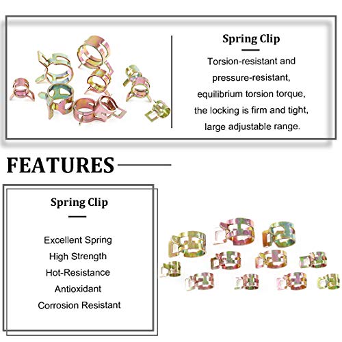 Rustark 55Pcs Spring Band Type Action Fuel Line Silicone Vacuum Hose Pipe Clamp Low Pressure Air Clip Clamps Fasteners Assortment Kit (5 x 7mm 8mm 9mm 10mm 11mm 12mm 13mm 14mm 15mm 16mm 17mm) - Image 5