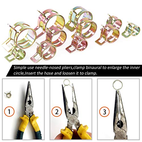 Rustark 55Pcs Spring Band Type Action Fuel Line Silicone Vacuum Hose Pipe Clamp Low Pressure Air Clip Clamps Fasteners Assortment Kit (5 x 7mm 8mm 9mm 10mm 11mm 12mm 13mm 14mm 15mm 16mm 17mm) - Image 4