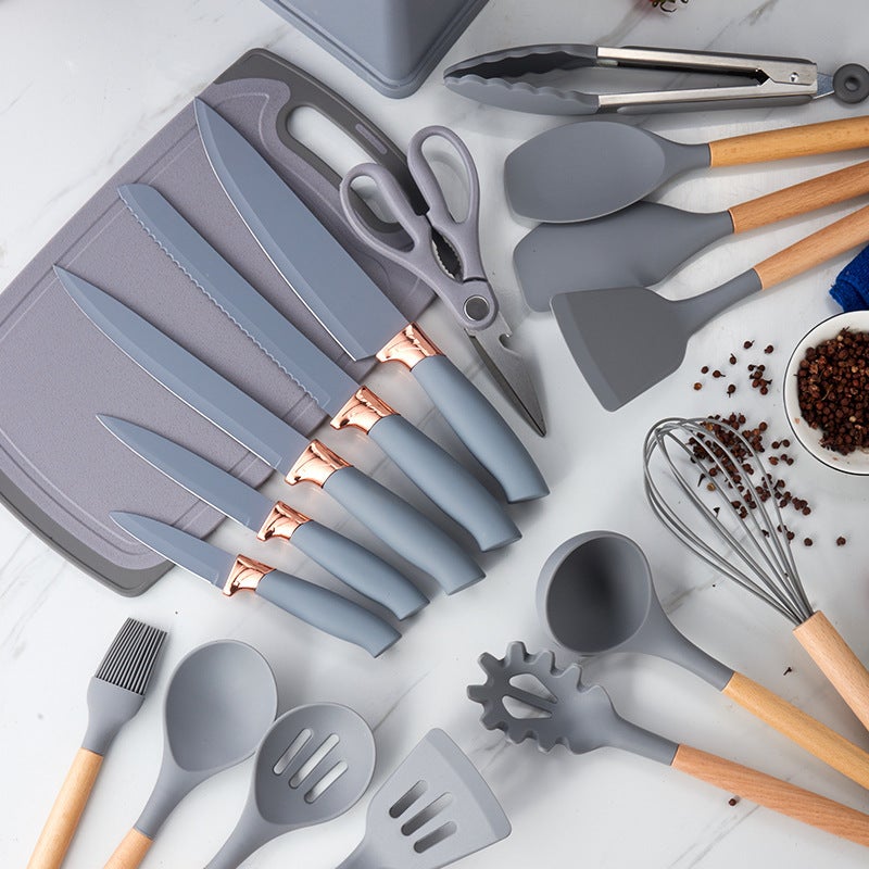 19-Piece Silicone Kitchen Utensil Set - Heat-Resistant, Non-Stick, Soft Material