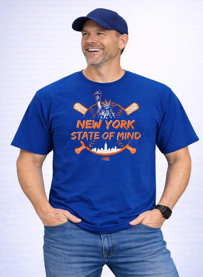 Smack Apparel New York State of Mind T-Shirt for New York Baseball Fans (SM-5XL) (Royal Short Sleeve, Large) - Image 2