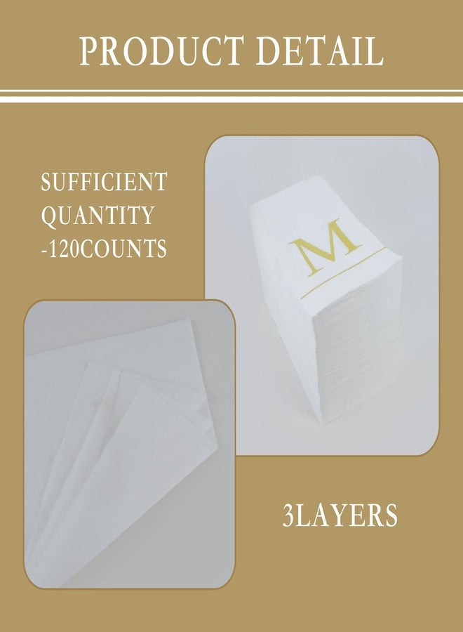 Ottin Monogrammed Letter M 120 Packs Initial Paper Cocktial Napkins 5'' Golden Foil Disposable Napkins for Brithday Wedding Engagement Family Gathering Holiday Dinner Business Reception - Image 3