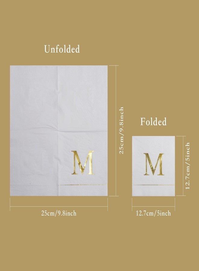Ottin Monogrammed Letter M 120 Packs Initial Paper Cocktial Napkins 5'' Golden Foil Disposable Napkins for Brithday Wedding Engagement Family Gathering Holiday Dinner Business Reception - Image 2