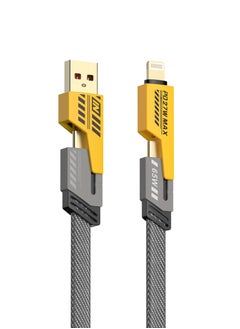 4 in 1 USB C to USB C Fast Charging Cable (65W) with Built-in USB A and Lightning Connector (27W), Flat and Fast Charging Cable