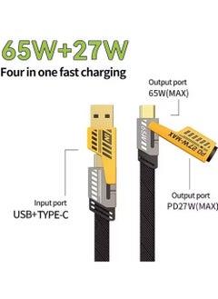 Start 4 in 1 USB C to USB C Fast Charging Cable (65W) with Built-in USB A and Lightning Connector (27W), Flat and Fast Charging Cable  - Image 2