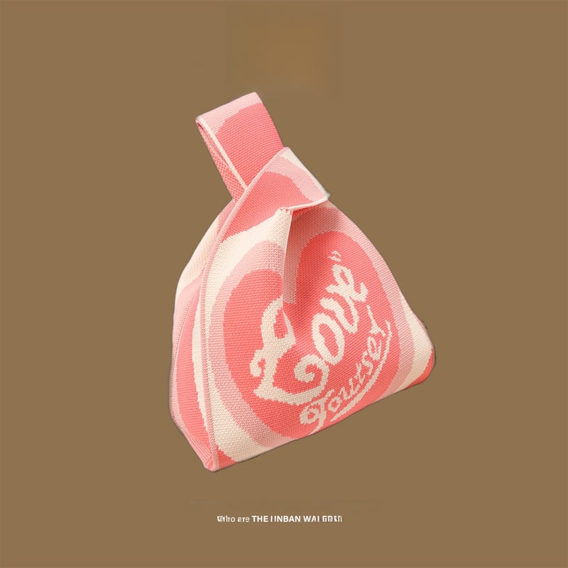 2024 Trendy Knitted Bucket Handbag LOVE [pink]] 