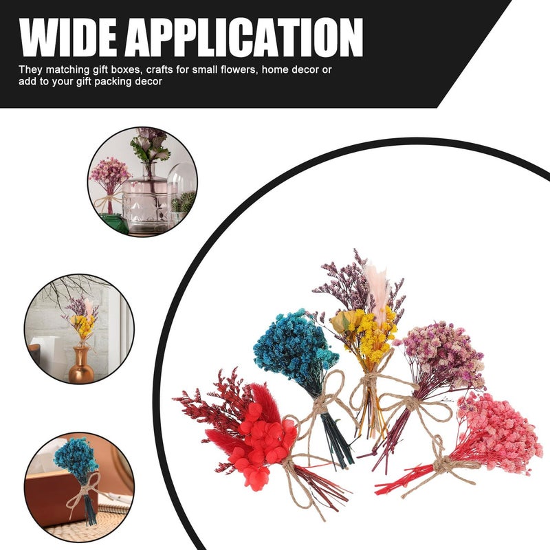 Mini Dried Flower Bouquet Set 5pcs Preserved Tiny Decorations for DIY Wedding Photography Props - Image 4