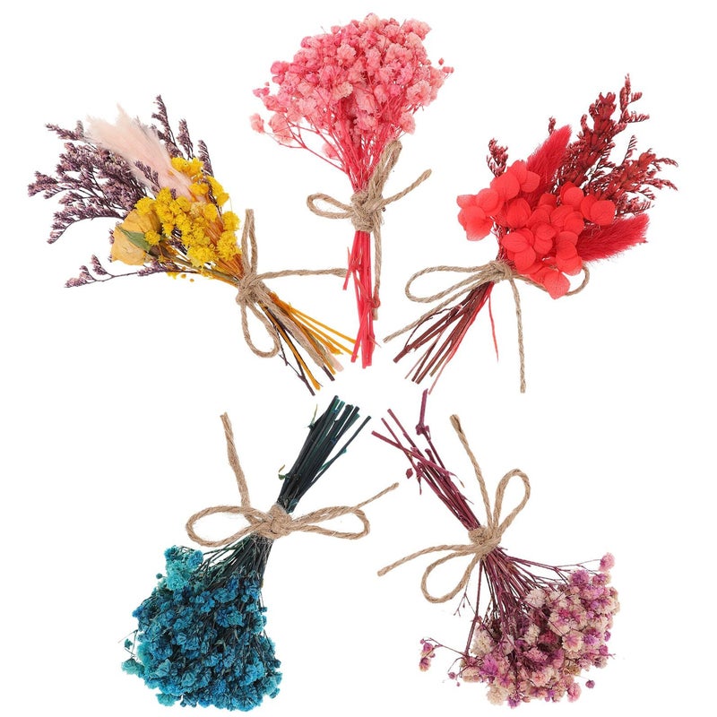 Mini Dried Flower Bouquet Set 5pcs Preserved Tiny Decorations for DIY Wedding Photography Props - Image 2