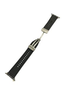 Sturdy Strap Leather Band Magnetic Clasp Compatible With Apple Watch Ultra 49mm & Apple Watch Ultra2 49mm Black