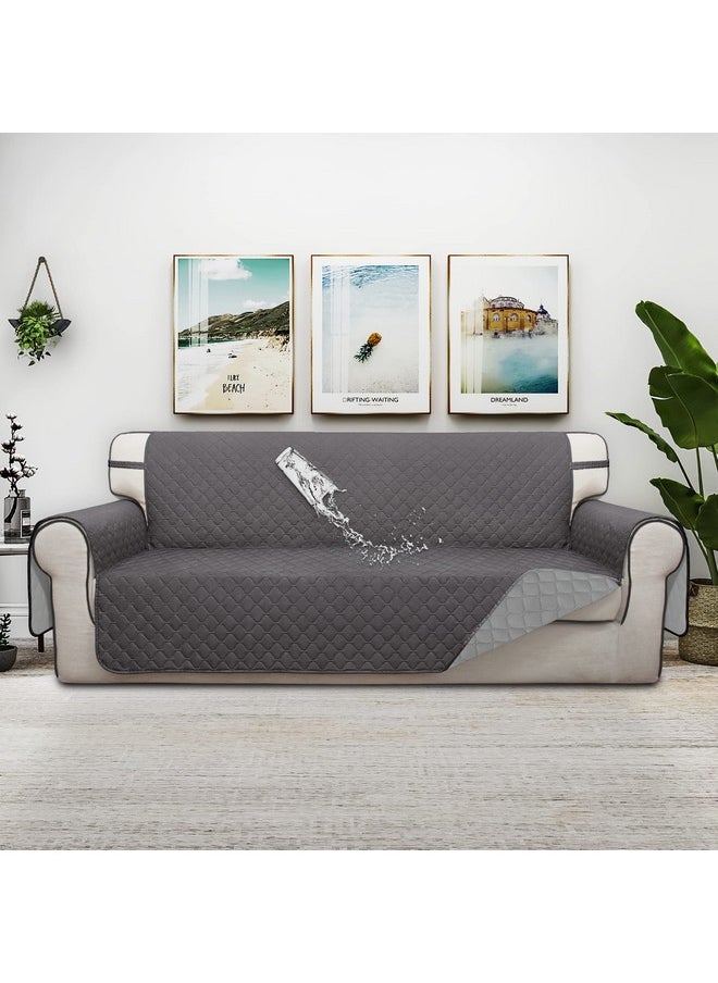 ISSUNTEX - Double Protection 100% Waterproof Sofa Covers For Living Room, Couch Covers For 3 Cushion Couch Sofa, Reversible Furniture Protector Sofa Cover For Dogs, Pets, Kids (Sofa, Gray/Light Gray) - Image 1
