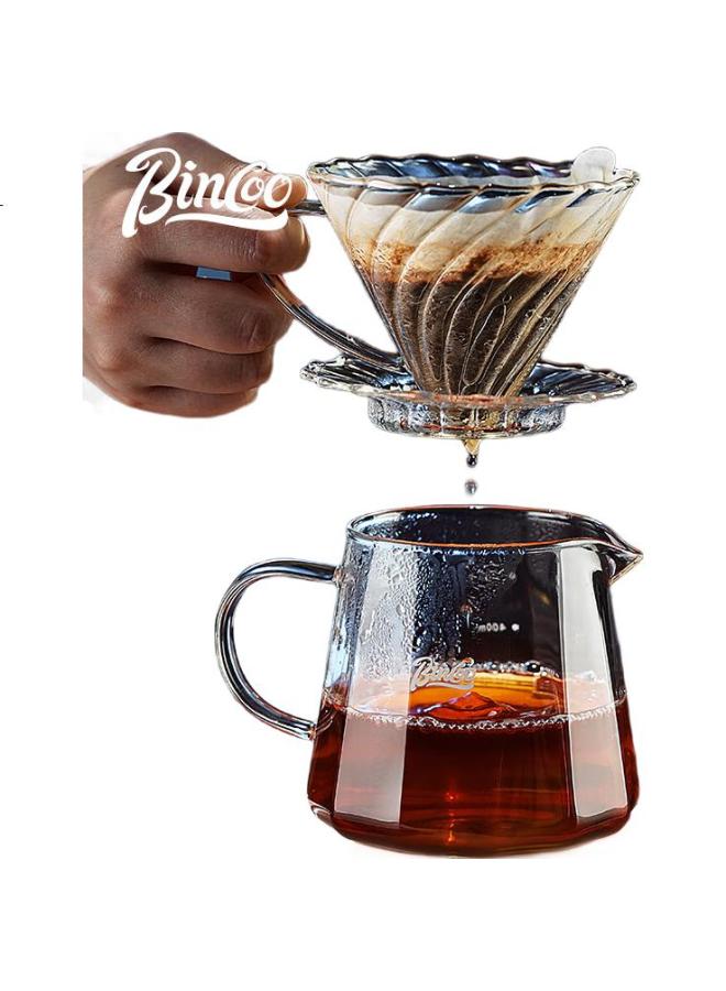 Bincoo Coffee Sharing Pot, Glass Pour-Over Coffee Set With Scale, V60 Filter Cup, Drip Coffee Cup - Image 1