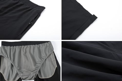 Tyhengta Men's Stretch Swim Trunks Quick Dry Beach Shorts with Zipper Pockets and Mesh Lining Black 34 - Image 4