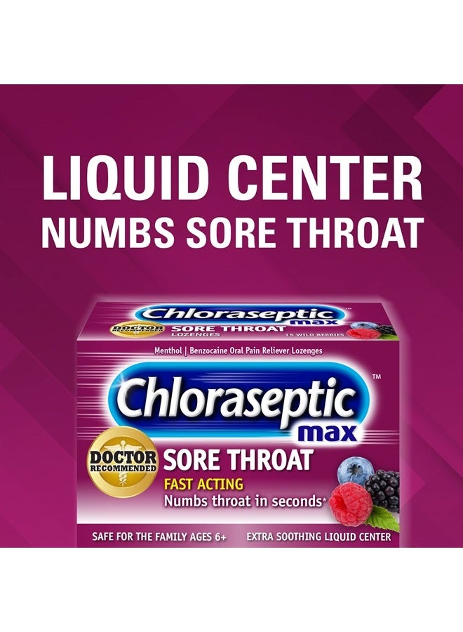Chloraseptic Max Strength Sore Throat Lozenges, Wild Berries, 15 Count, 1 Pack - Image 2