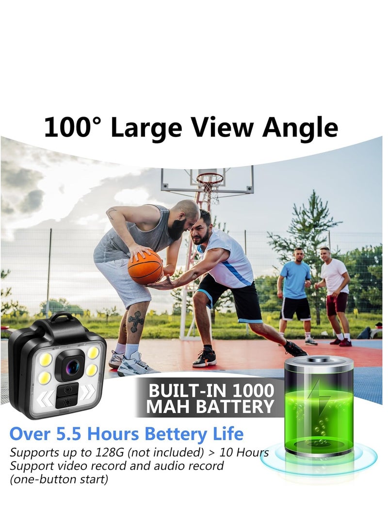 Mini Body Camera, 1080P Portable Video Camera Outdoor Sports Wireless Wearable Camera, 3 Led Modes Flashlight HeadLamp Waterproof Body Worn Camera with Time Stamps for Riding, Running - Image 5
