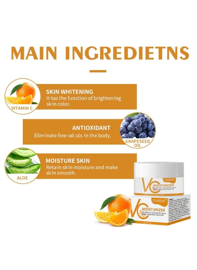 COAZON - 50ml Vitamin C Moisturizing Cream Glow Boosting Moisturizer Skin Repairing Cream Reduce Sunspots and Anti Aging Facial Cream with Organic Ingredients for All Skin Types - Image 1