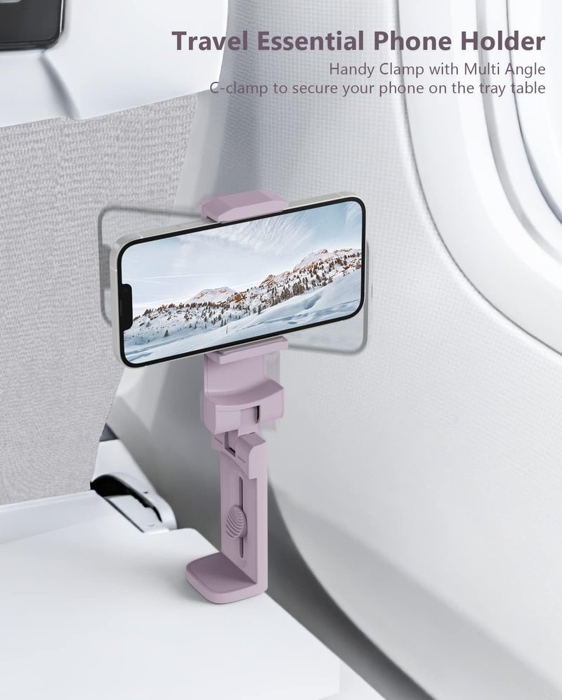 MiiKARE Travel Essentials Airplane Phone Holder, Universal Handsfree Phone Mount for Flying with 360 Degree Rotation, Travel Must Haves Phone Stand for Desk, Tray Table, Purple - Image 3