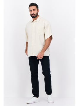 Jack Jones Men Regular Fit Solid Short Sleeves Casual Shirt, Butter Cream  - Image 4