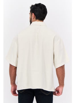 Jack Jones Men Regular Fit Solid Short Sleeves Casual Shirt, Butter Cream  - Image 3