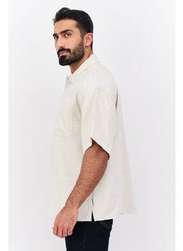 Jack Jones Men Regular Fit Solid Short Sleeves Casual Shirt, Butter Cream  - Image 2