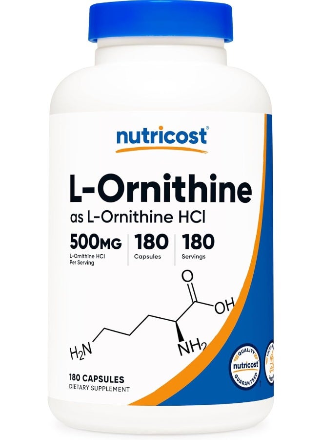 Nutricost L-Ornithine 500Mg, 180 Capsules - Non-Gmo And Gluten Free - Image 1
