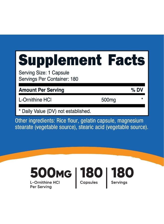 Nutricost L-Ornithine 500Mg, 180 Capsules - Non-Gmo And Gluten Free - Image 2