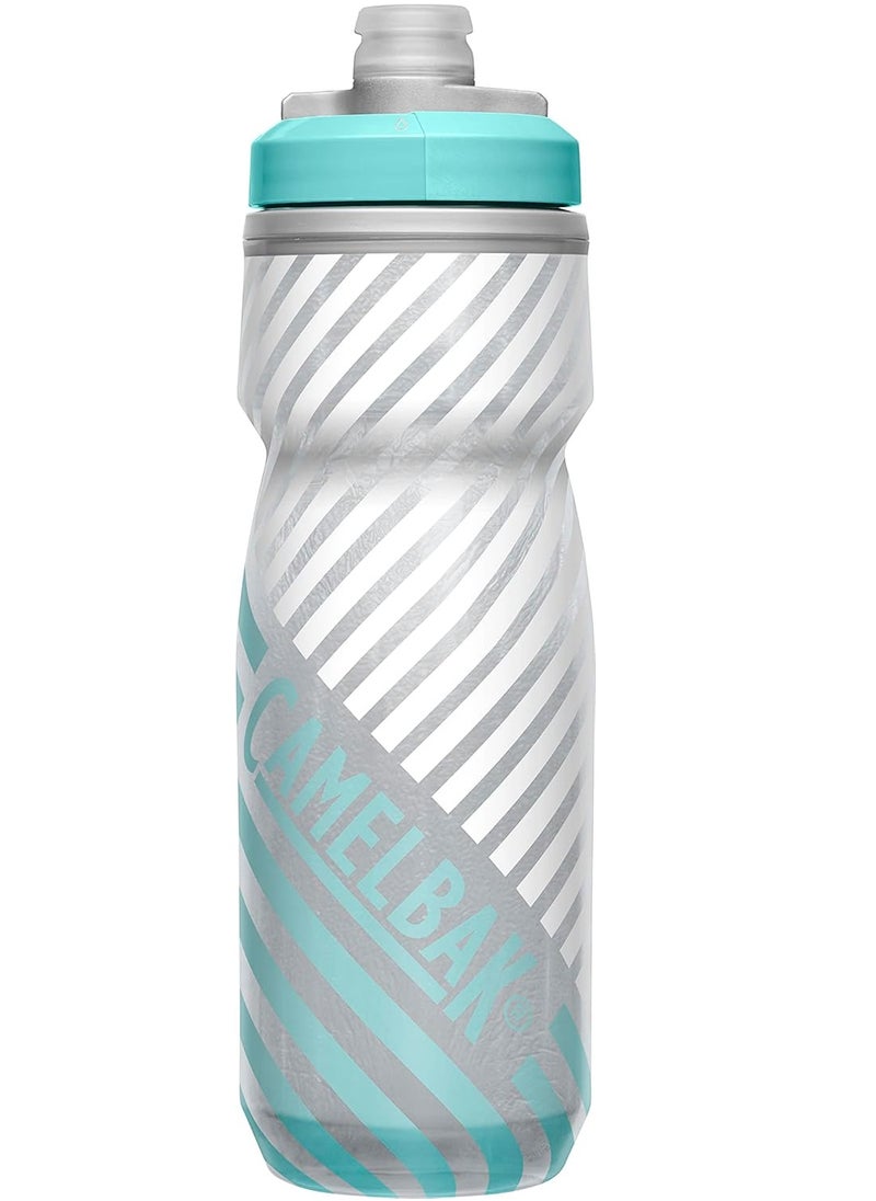 CAMELBAK CamelBak Podium Chill Insulated Bike Water Bottle - Easy Squeeze Bottle - Fits Most Bike Cages - 24oz, Grey/Teal Stripe  - Image 1