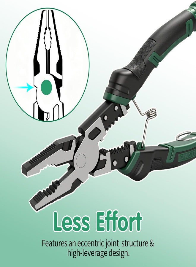 LFSEMINI 8.5'' Linesman Pliers, 6-in-1 Multifunction Combination Pliers, with Spring Loaded Safety Lock, for Fastening, Winding, Cutting, Stripping, Crimping, Clamping - Image 4