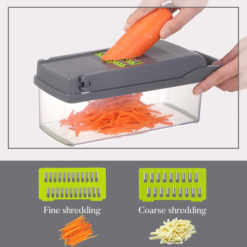 Cambom Vegetable/Onion Chopper， Veggie Chopper with 8 Blades Multifunctional 13 in 1 Food Chopper Kitchen Gadgets Vegetable Slicer Dicer Cutter Carrot and Garlic Chopper With Container - Image 3