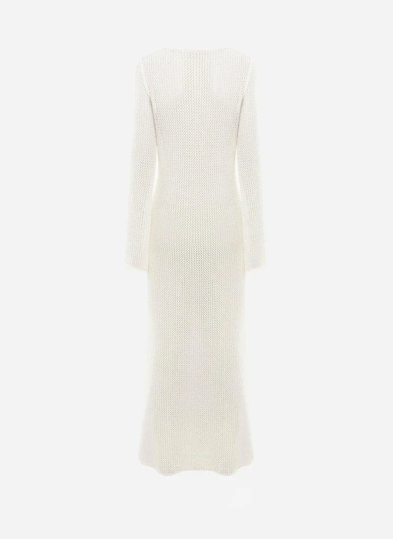 Lichi  Maxi dress in openwork knit with long sleeves and detailing on the bodice for Women | Best Price UAE