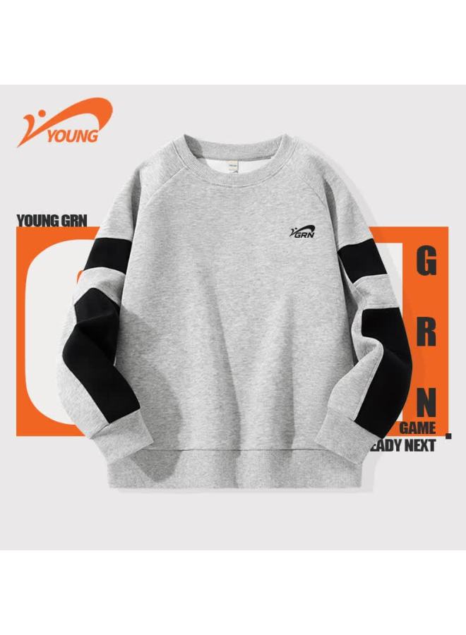 Noble bird Guirenniao Boys' Sweatshirt, Round Neck, New Style, Children's Spring And Autumn Casual Patchwork Top, Older Kids' Autumn Base Layer - Image 2