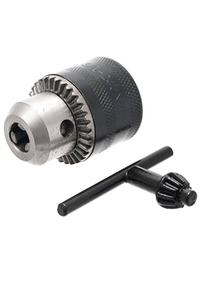 LAWAZIM Drill Chuck - 2 Piece - Keyed Drill Chuck with Chuck Key, 1.5-10mm Capacity, 3/8-24 UNF Thread Mount, Universal Power Drill Converter for Woodworking, Metalworking, and Construction Use - Image 1