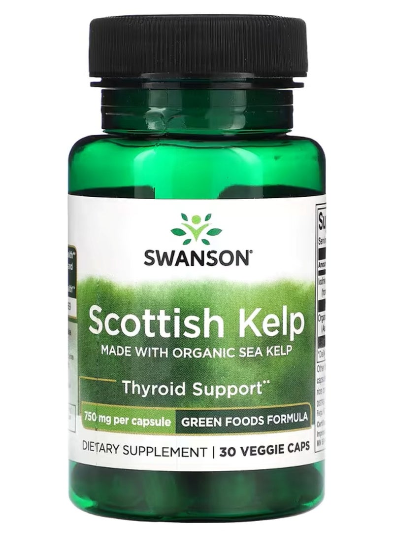 Swanson, Scottish Kelp, Made with Organic Kelp, 750 mg, 30 Veggie Capsules