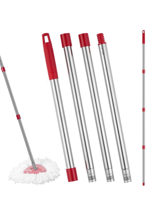 TIDYKITC Spin Mop Replacement Handle Compatible with O Cedar RinseClean Spin Mop, Most Mop and Broom Products, 4-Section 2.5-to-5 Foot Mop Stick, US Standard Thread Tips - Image 1