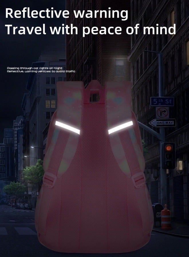 MLADEN 3Pcs Backpacks for Girls, Cute Rainbow School Backpack with Fur ball pendan Pen Bag Set, Multi-Pockets Kids Backpack  For Teen Girls School Backpack (Pink) - Image 5