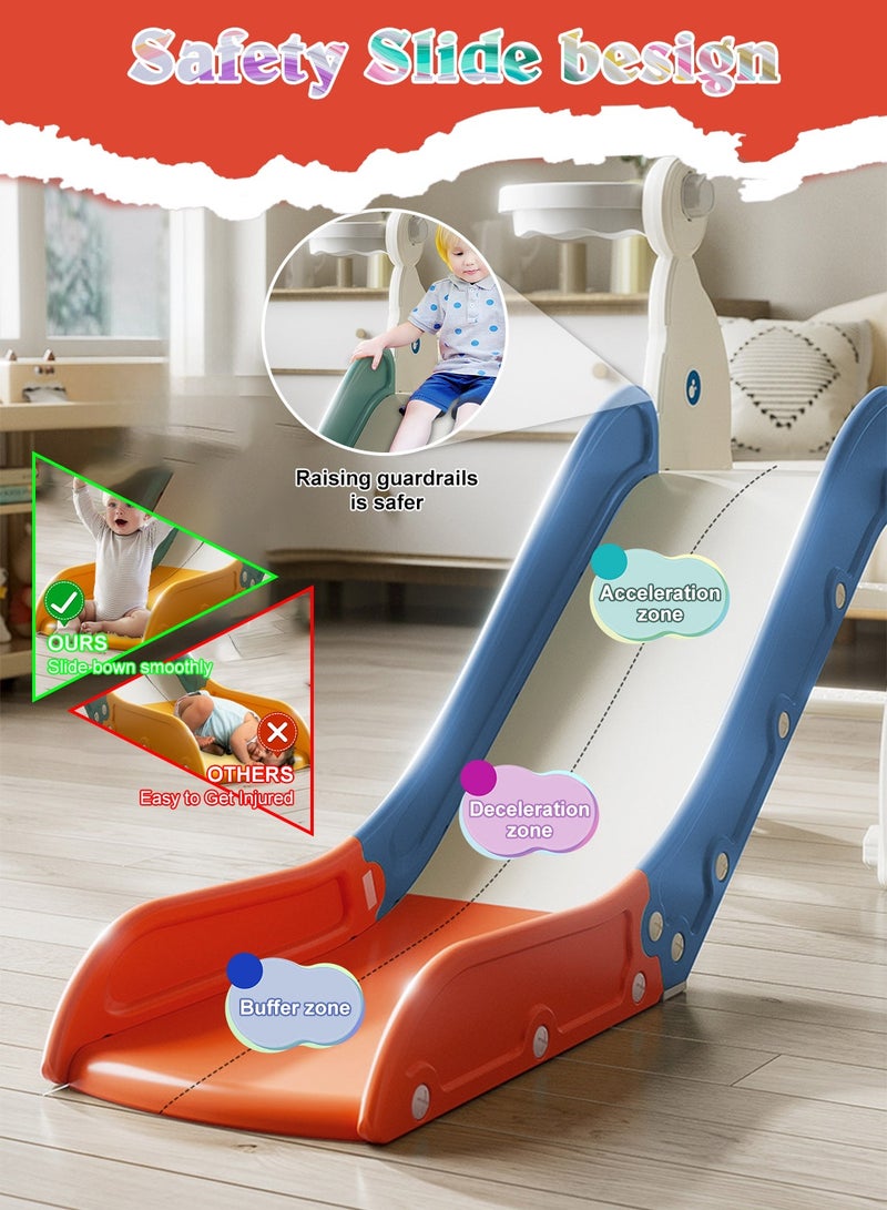 ما بيبي ﻿ منزلق أطفال رباعي الوظائف (4 في 1) مع أرجوحة للأعمار من 1 إلى 3 سنوات - مجموعة ألعاب منزلق داخلية/خارجية مع سلة كرة السلة ومنطقة تسلق - Image 5